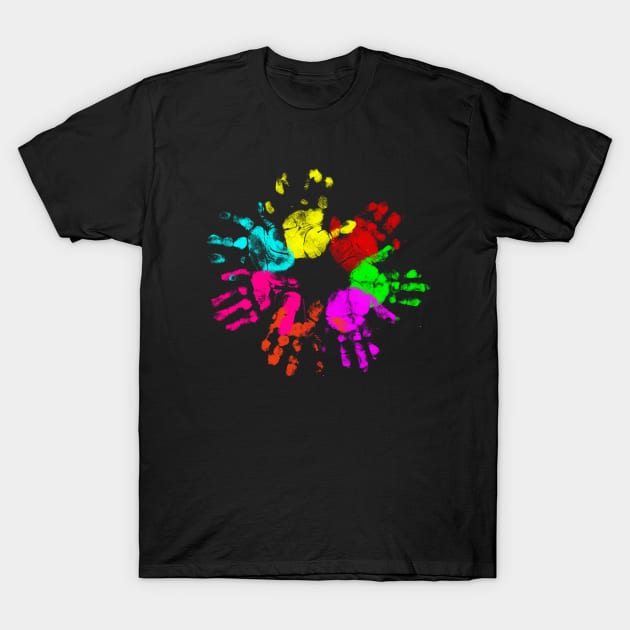 colorful Hand Prints T-Shirt by Hispaniola-Fineart